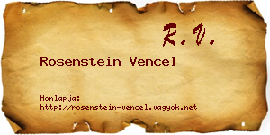 Rosenstein Vencel névjegykártya
